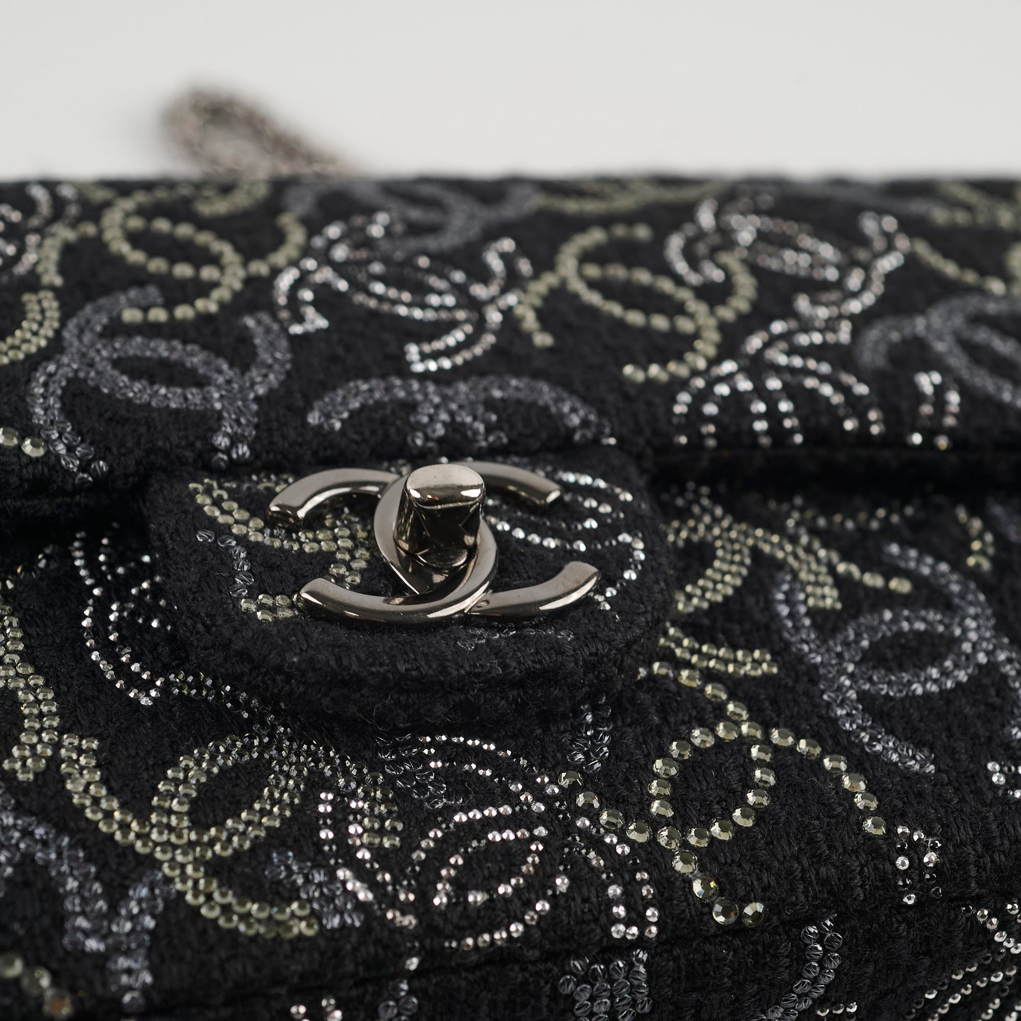 Chanel Medium/large Classic Flap CC Crystal Tweed Black