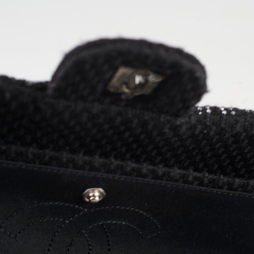 Chanel Medium/large Classic Flap CC Crystal Tweed Black