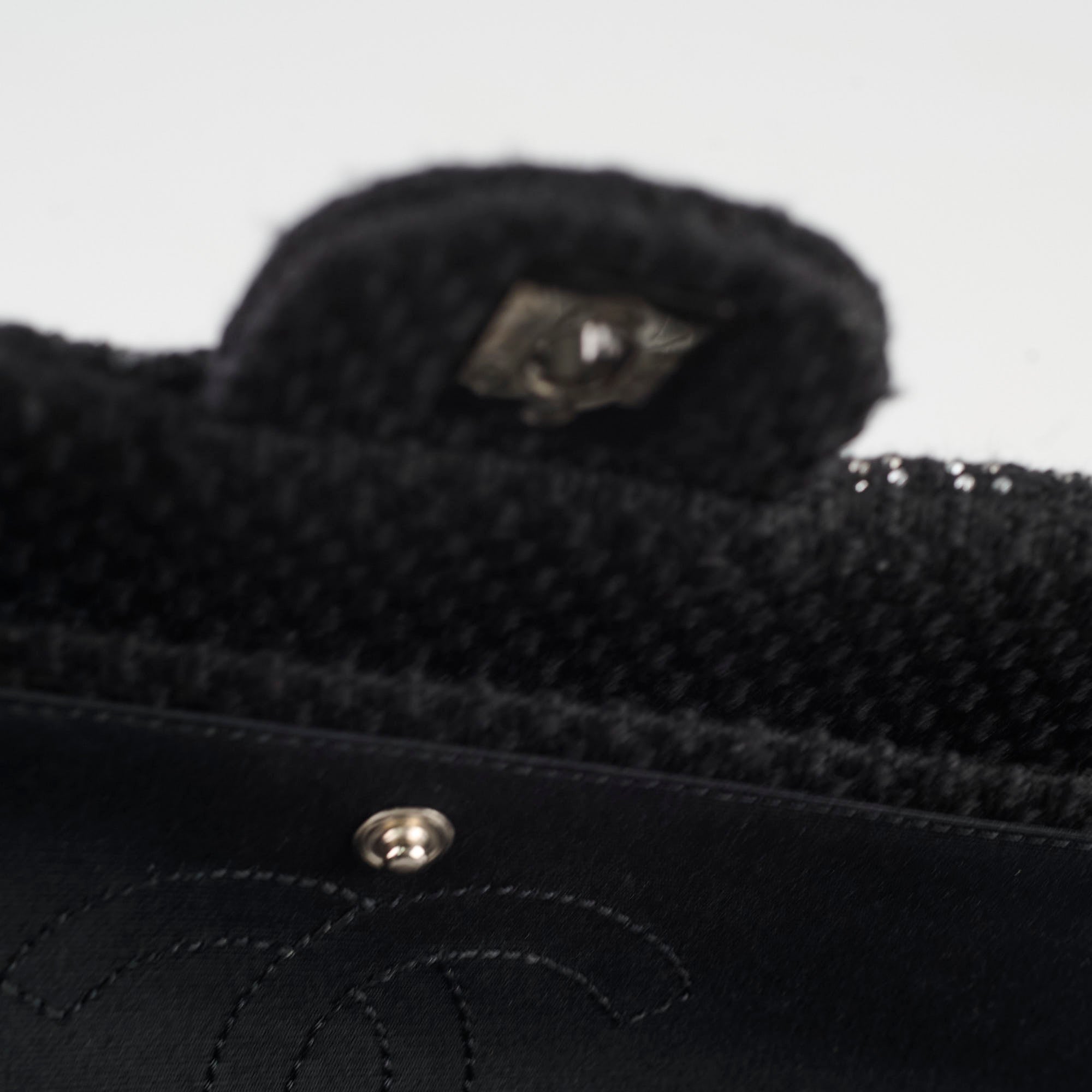 Chanel Medium/large Classic Flap CC Crystal Tweed Black