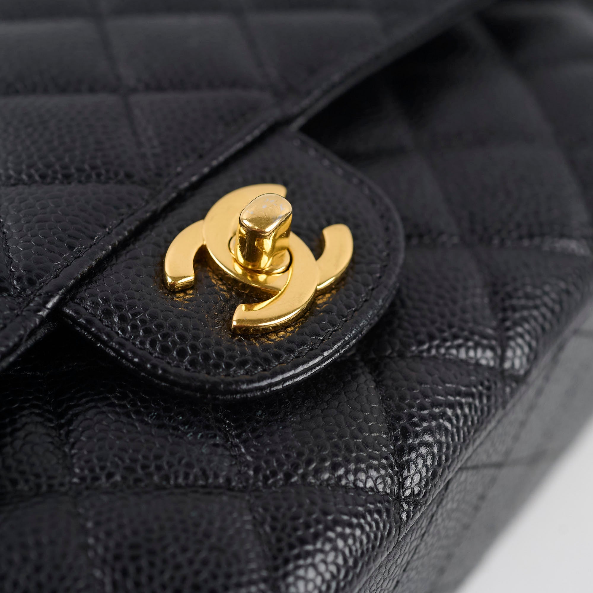 Chanel Medium/Large Caviar Double Classic Flap Black