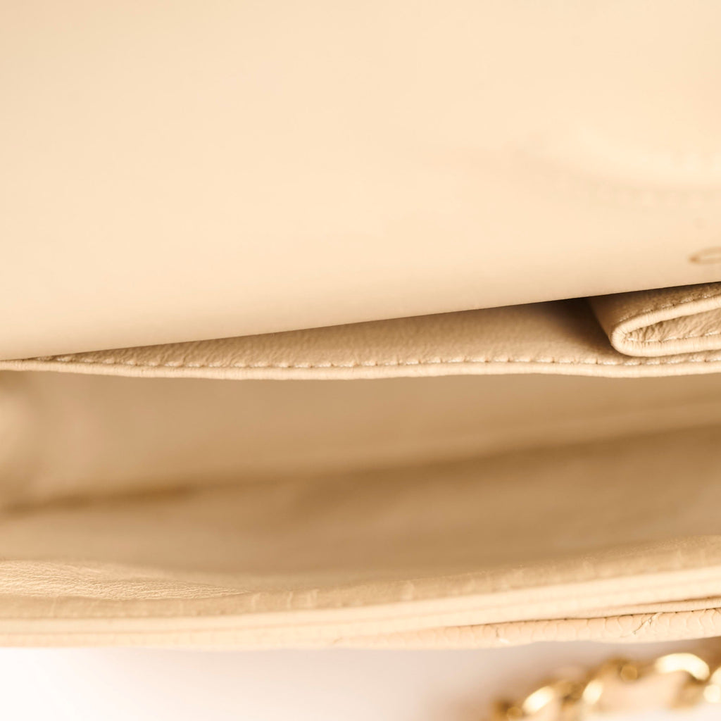 Chanel Medium/Large Caviar Double Classic Flap Beige