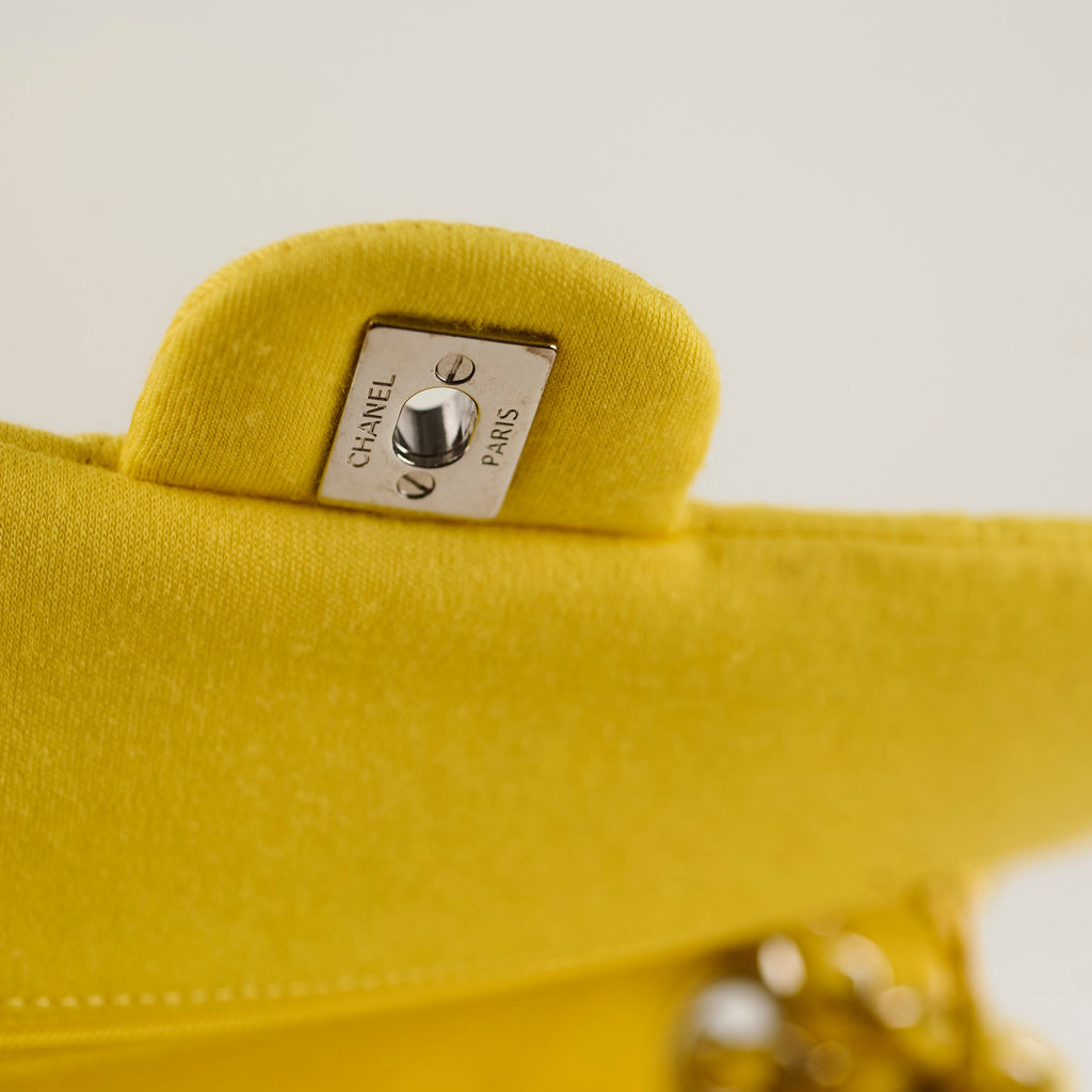 Chanel Medium/Large Double Classic Flap Yellow Jersey