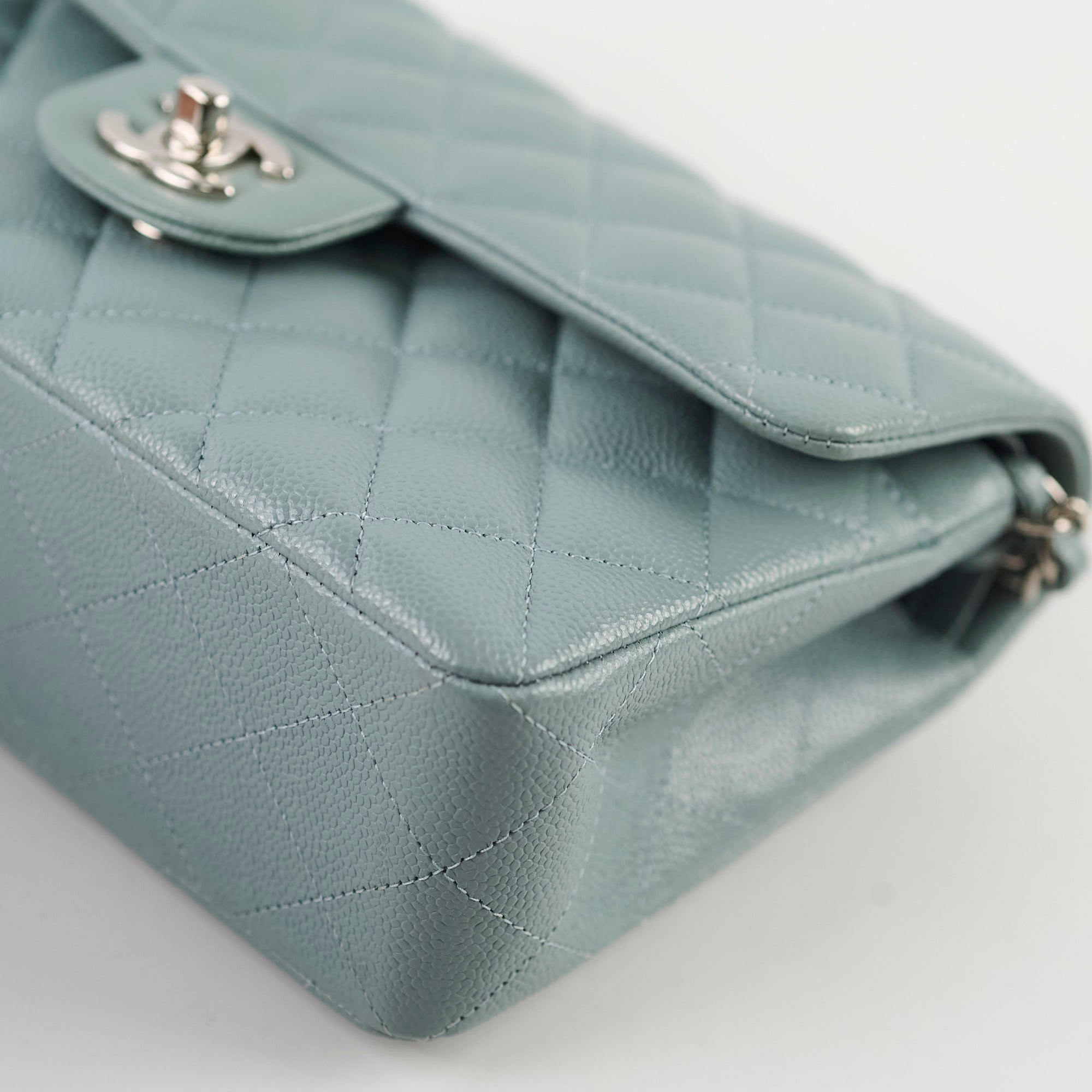 Chanel Small Classic Flap Dusty Blue Caviar 30 Series