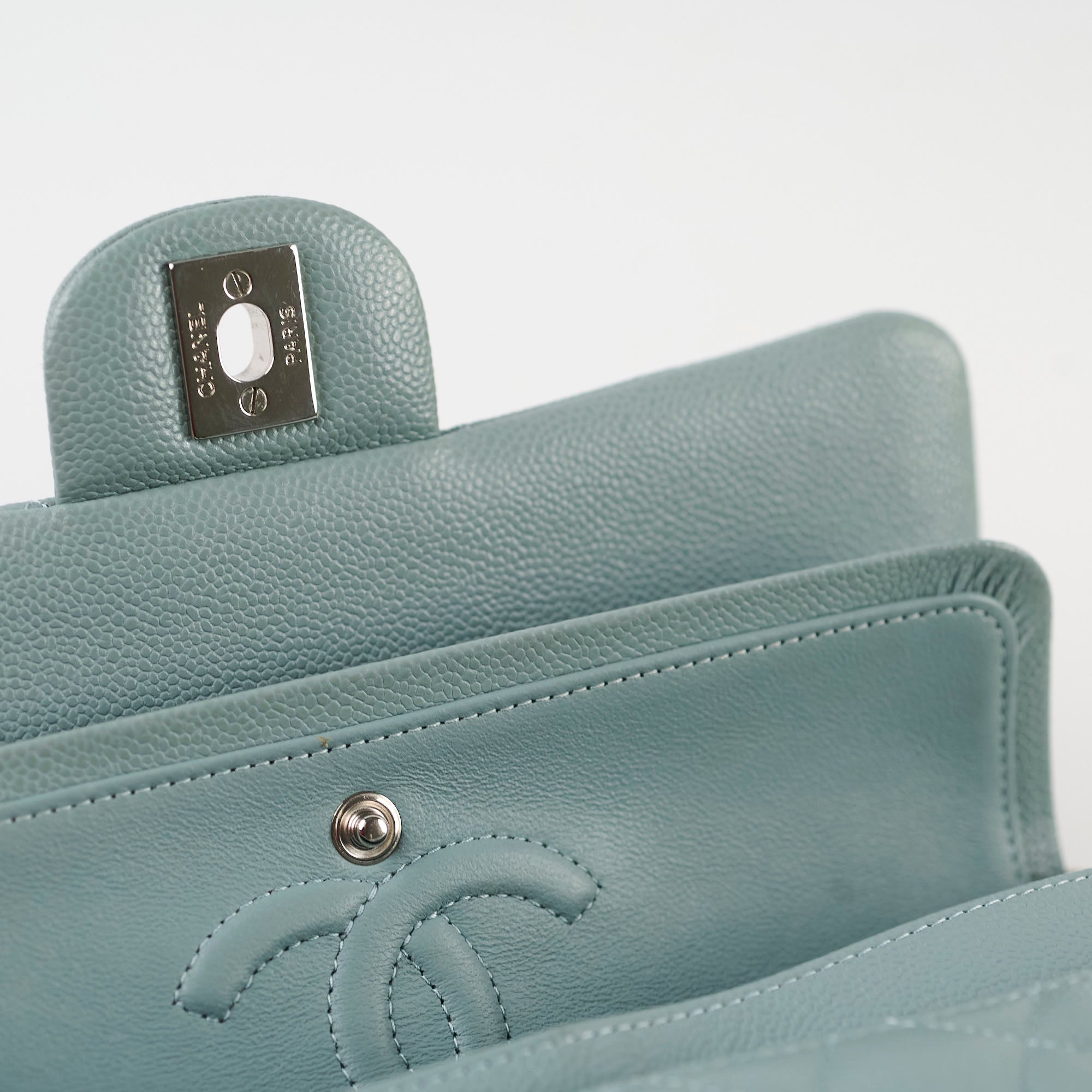 Chanel Small Classic Flap Dusty Blue Caviar 30 Series
