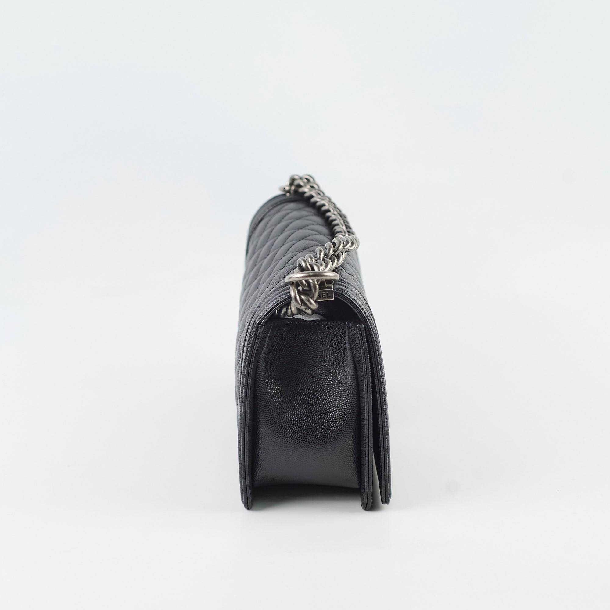 Chanel Old Medium Classic Flap Black Caviar Ruthenium HW (microchip)