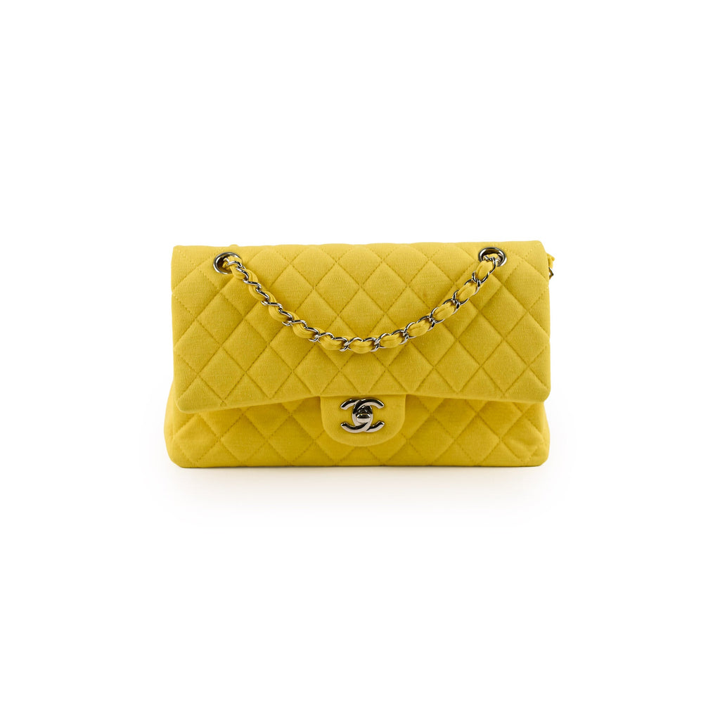 Chanel Medium/Large Double Classic Flap Yellow Jersey