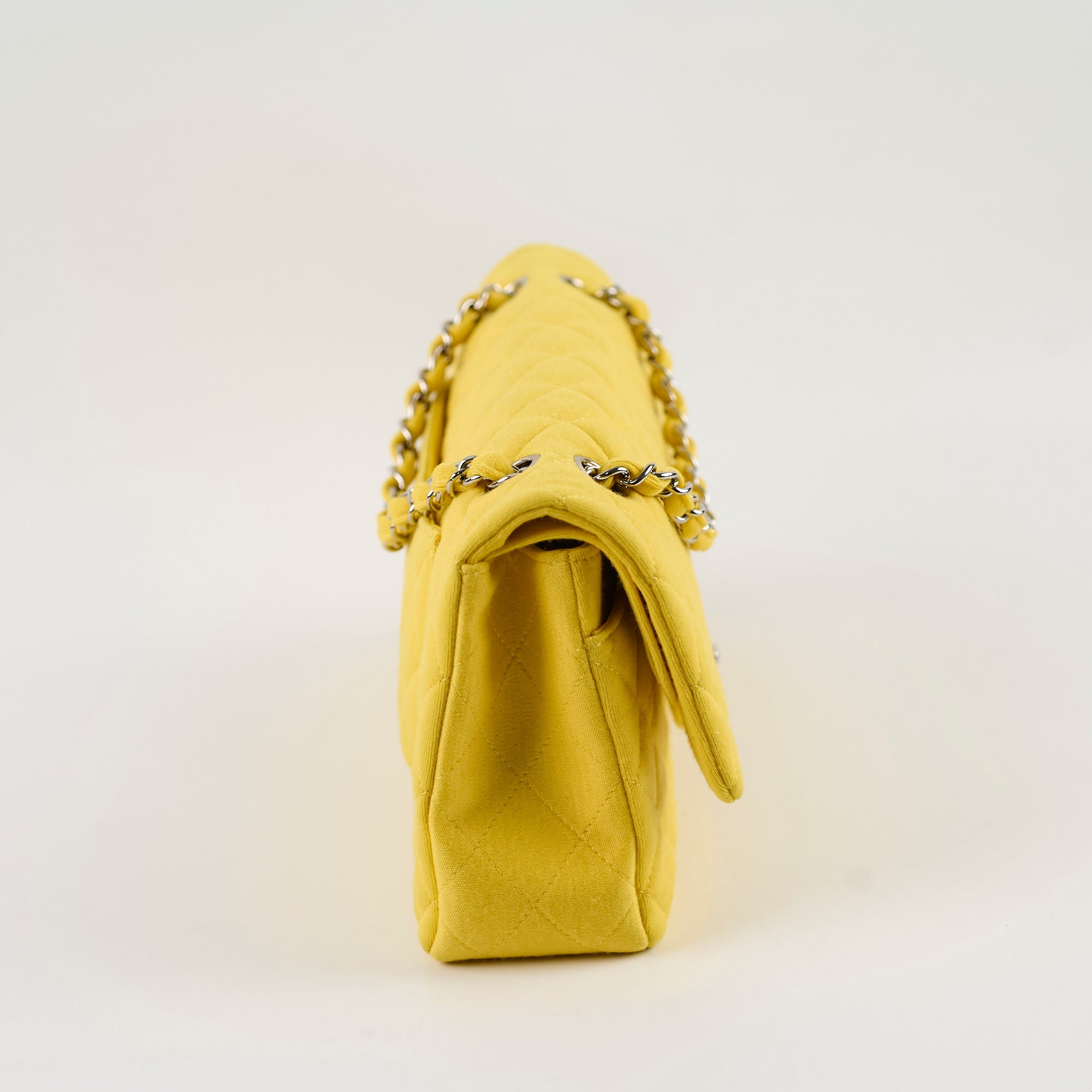 Chanel Medium/Large Double Classic Flap Yellow Jersey
