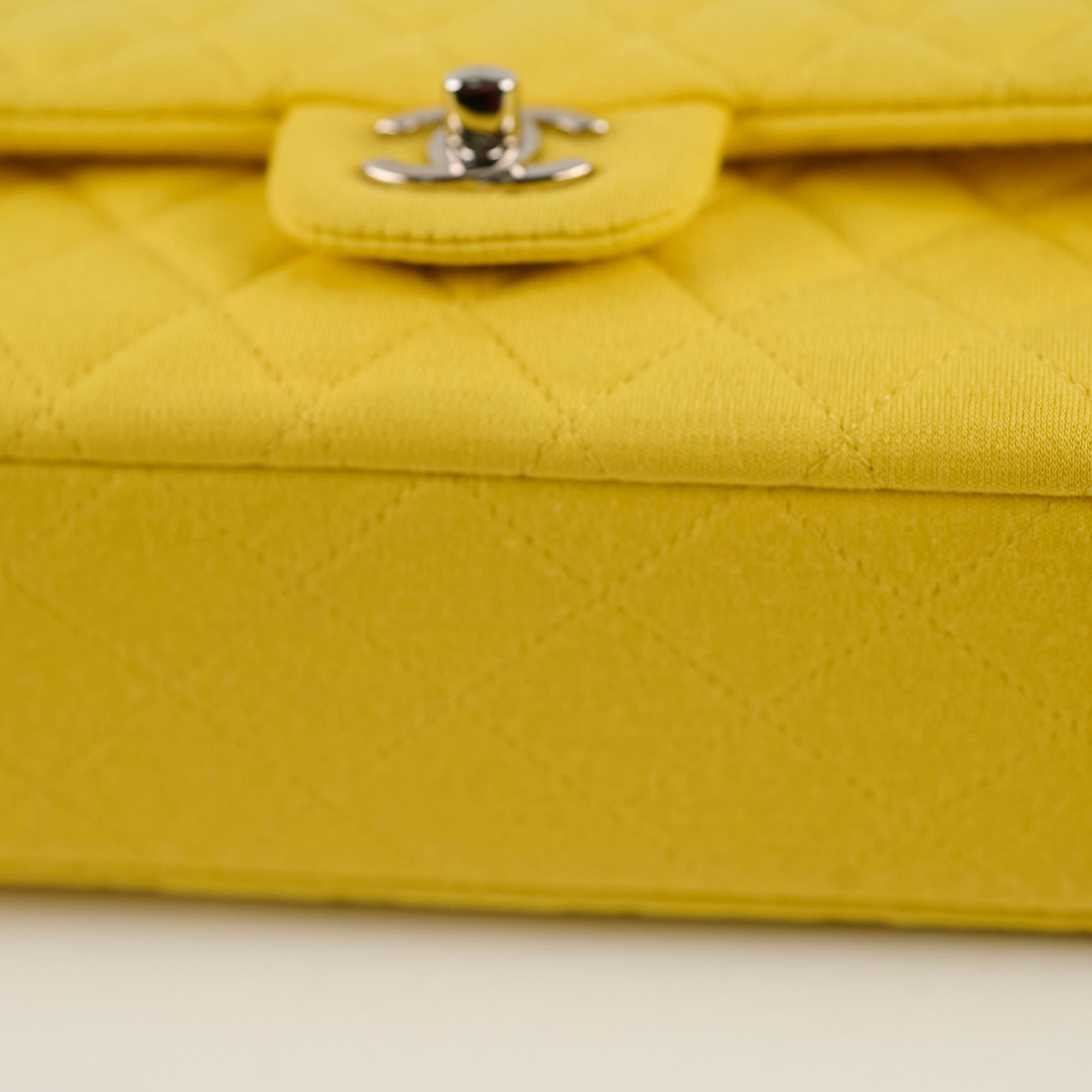 Chanel Medium/Large Double Classic Flap Yellow Jersey
