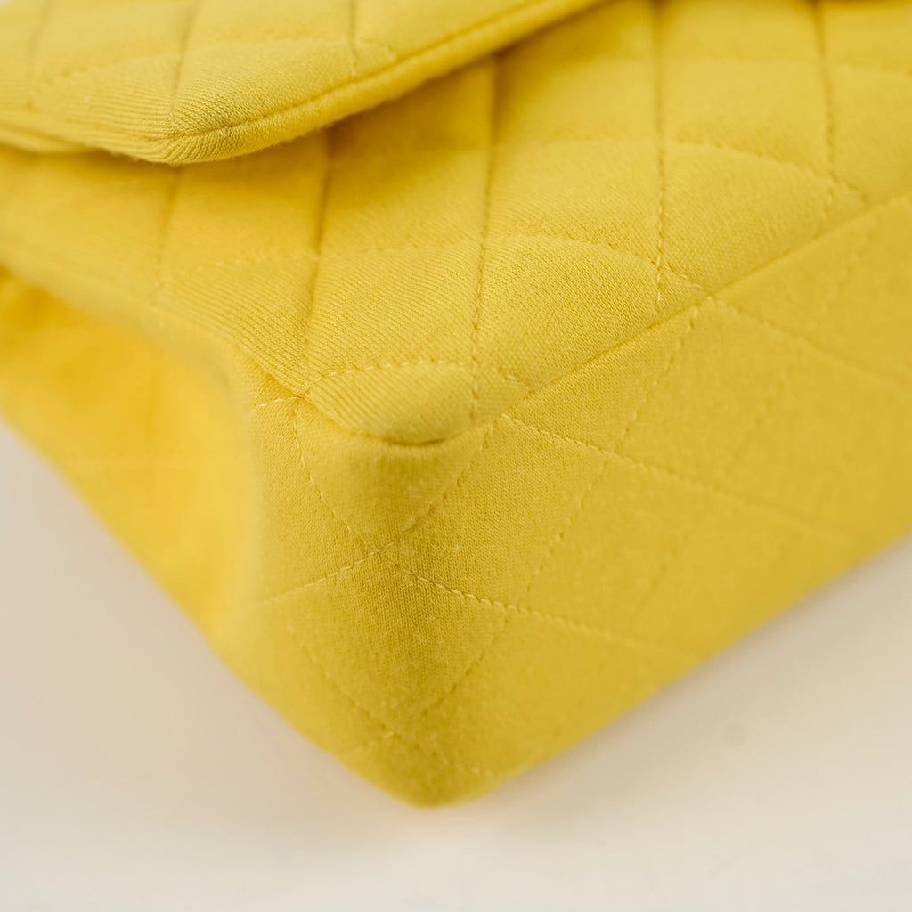 Chanel Medium/Large Double Classic Flap Yellow Jersey