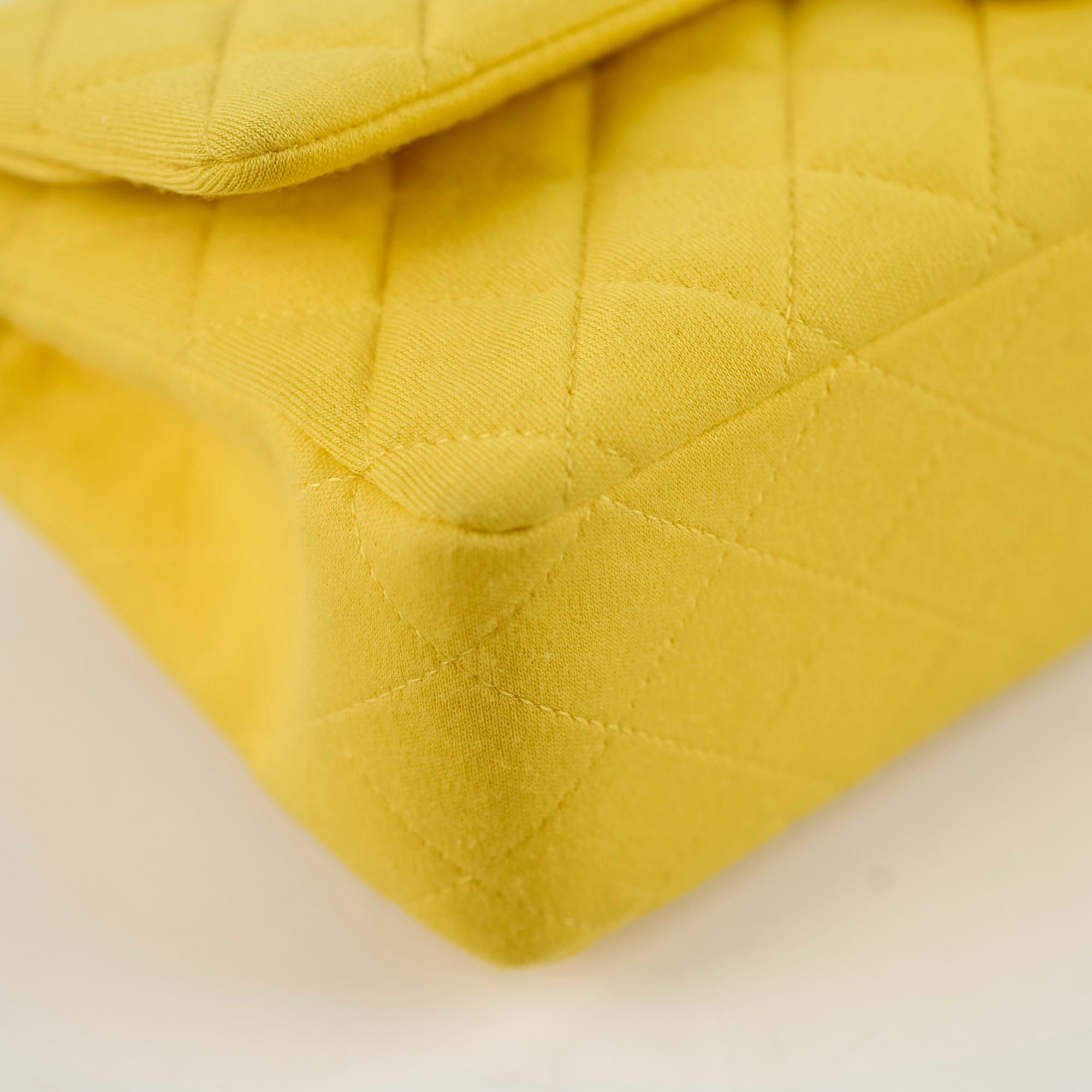 Chanel Medium/Large Double Classic Flap Yellow Jersey