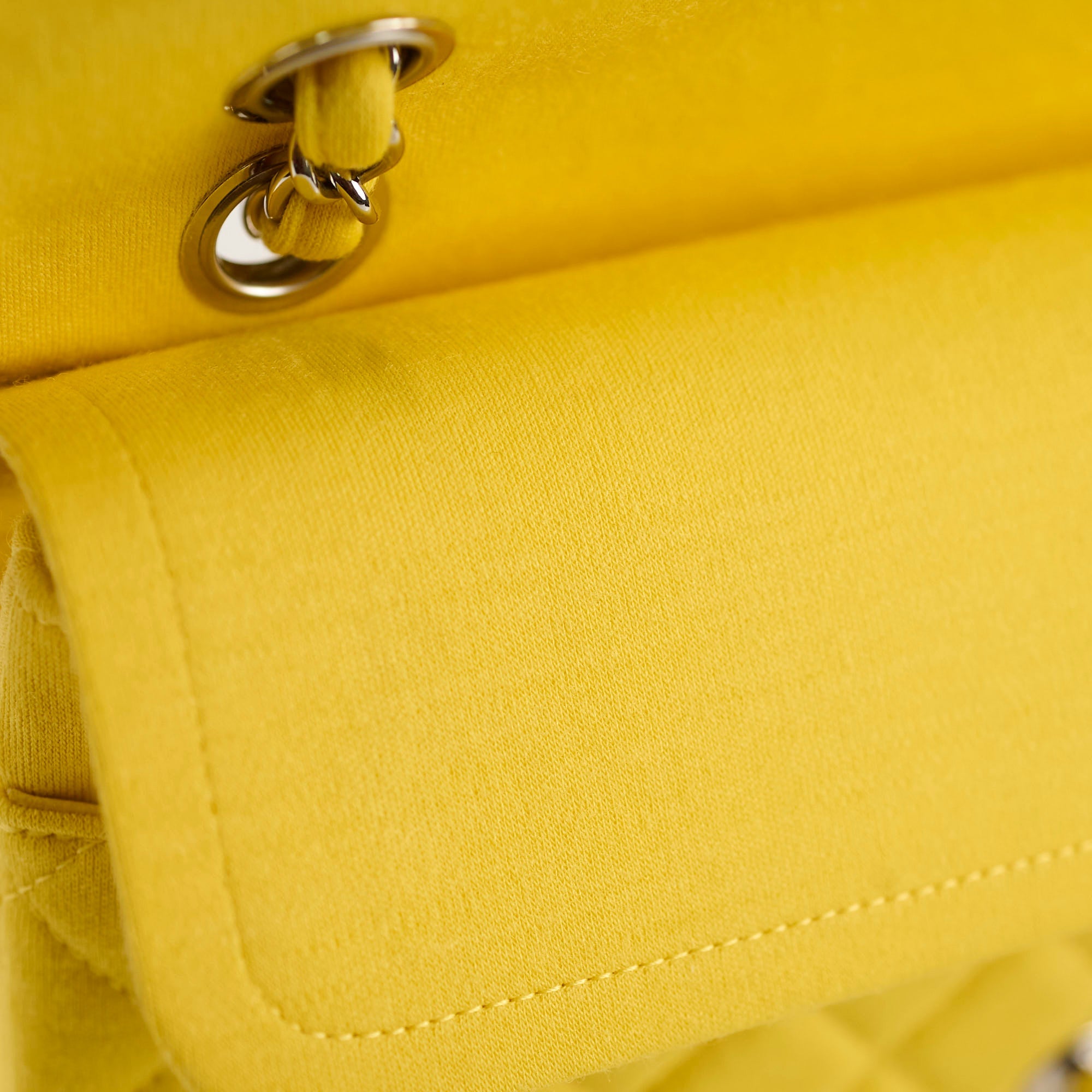Chanel Medium/Large Double Classic Flap Yellow Jersey