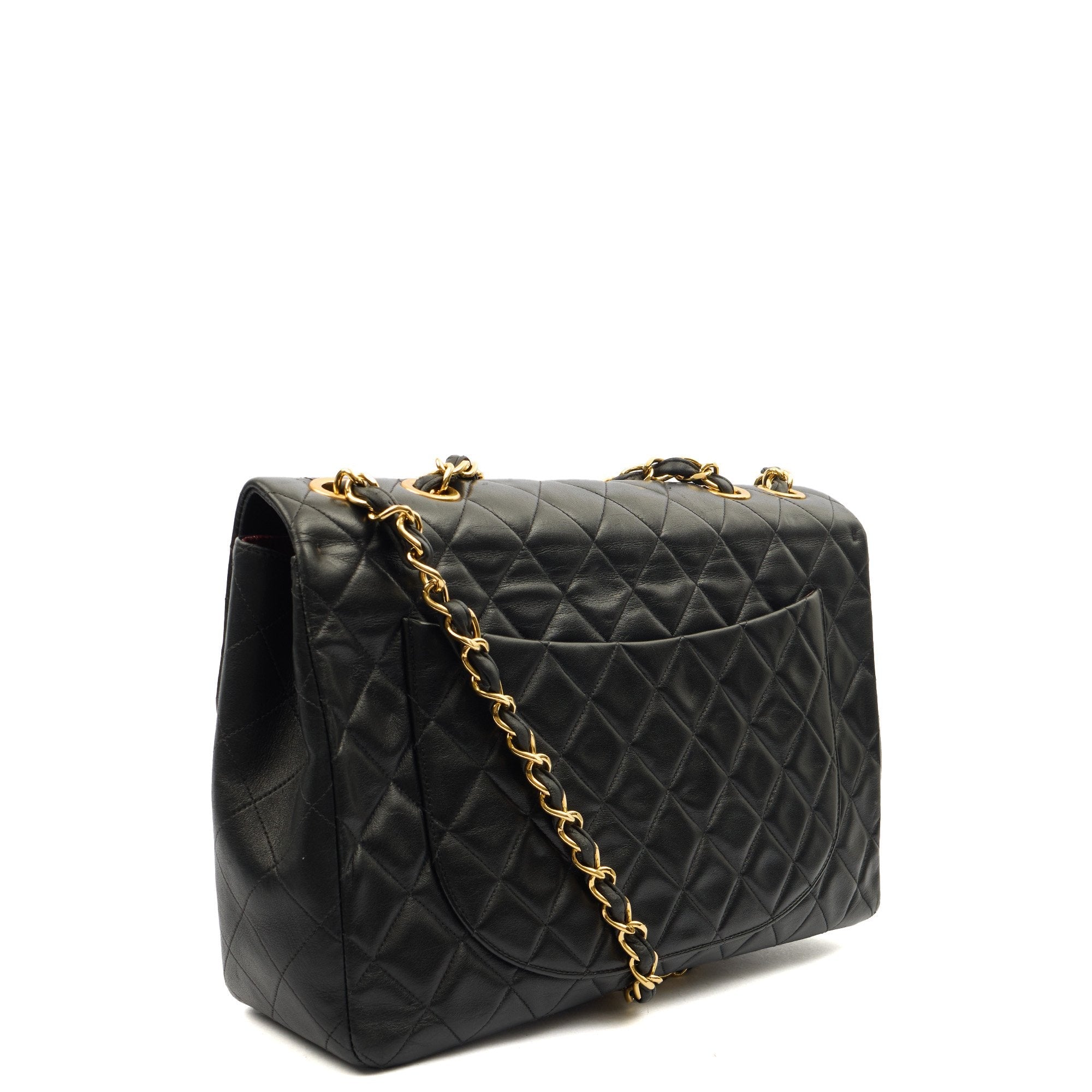 Chanel Shoulder Bag Maxi Jumbo XL in Black, Lambskin Leather