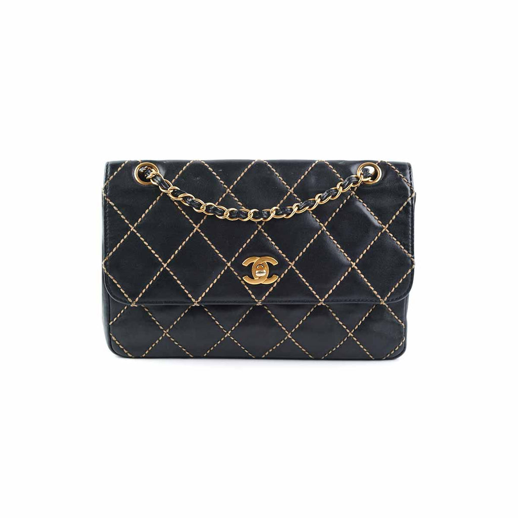 Chanel Wild Stitch Classic Flap Shoulder Bag Black