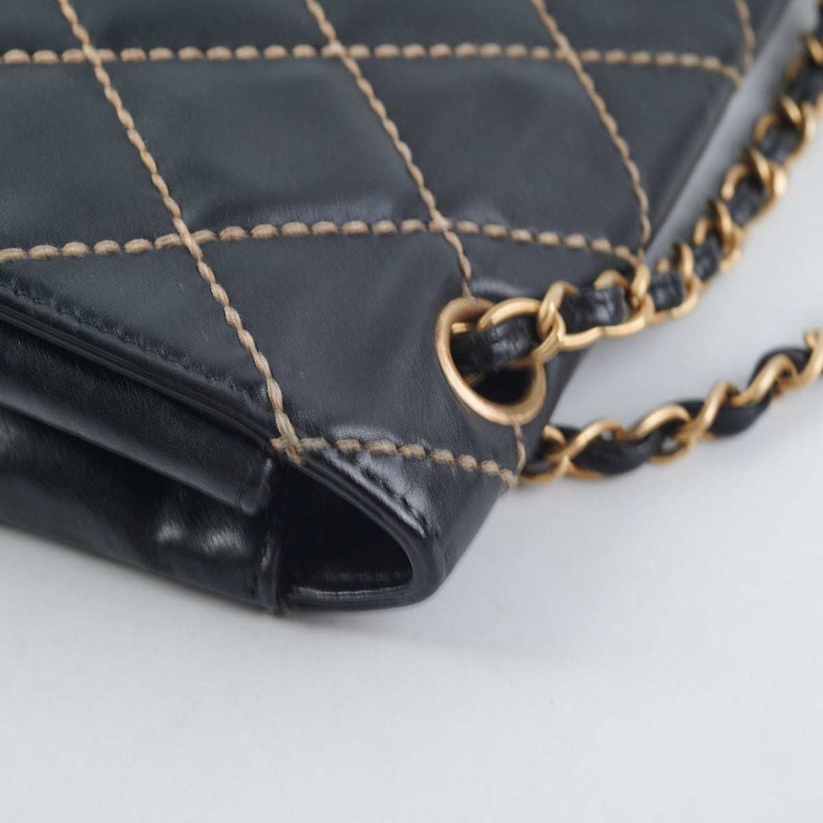 Chanel Wild Stitch Classic Flap Shoulder Bag Black