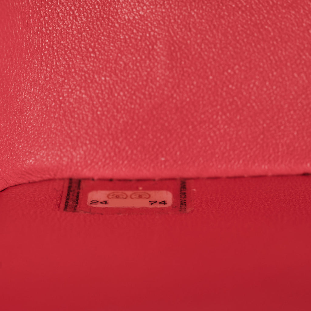 Chanel Python Rectangular Mini Classic Flap Pink