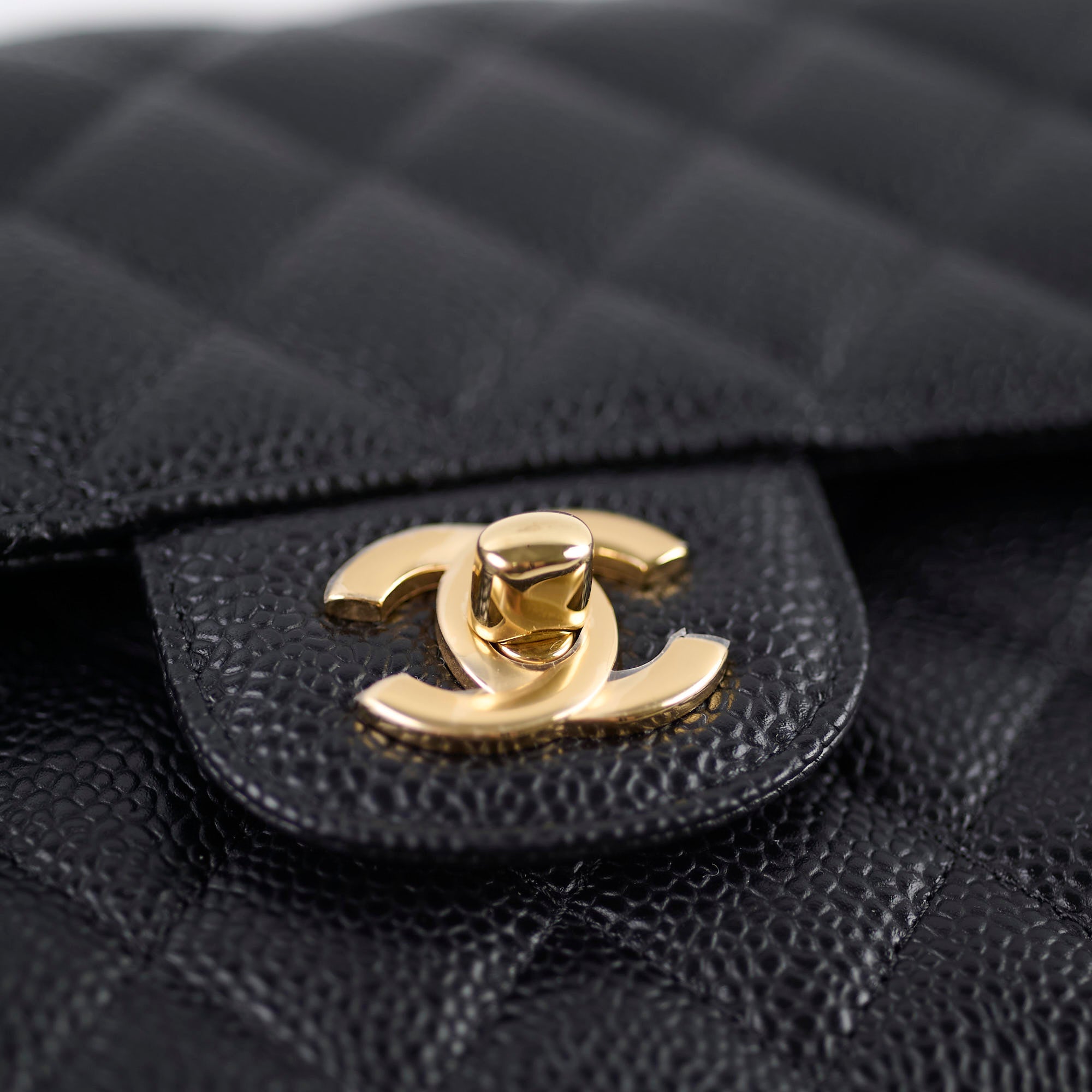 Chanel Medium/Large Caviar Double Classic Flap Black Microchipped