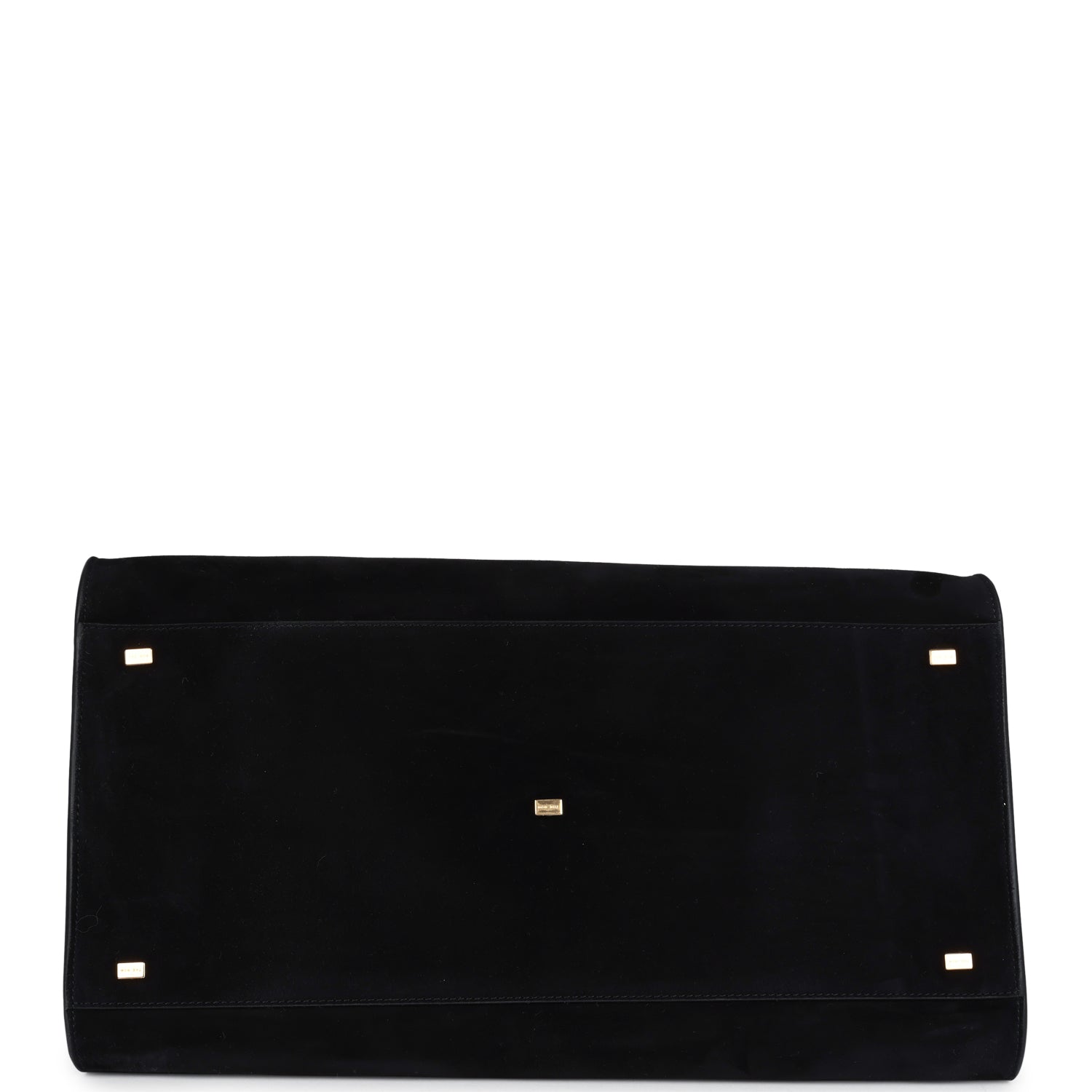 The Row Soft Margaux 17 Bag Black Suede Gold Hardware