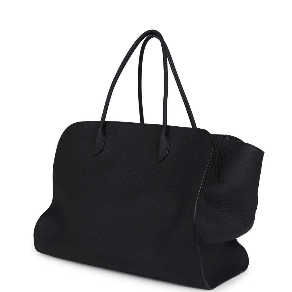 The Row Marlo 17 Tote Bag Black Calfskin Leather Silver Hardware