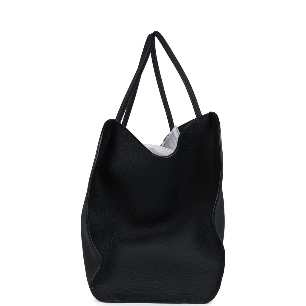 The Row Marlo 17 Tote Bag Black Calfskin Leather Silver Hardware