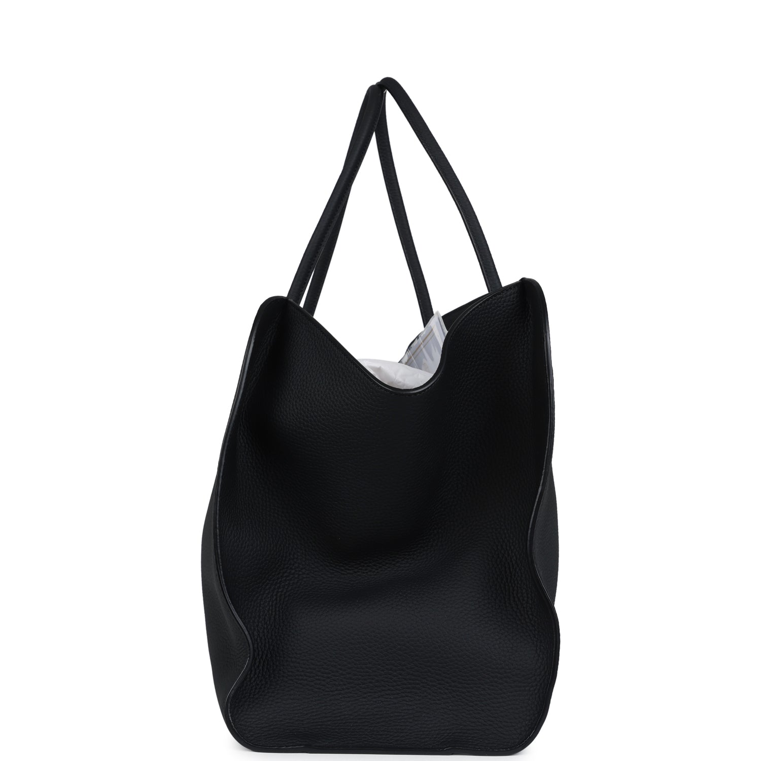 The Row Marlo 17 Tote Bag Black Calfskin Leather Silver Hardware