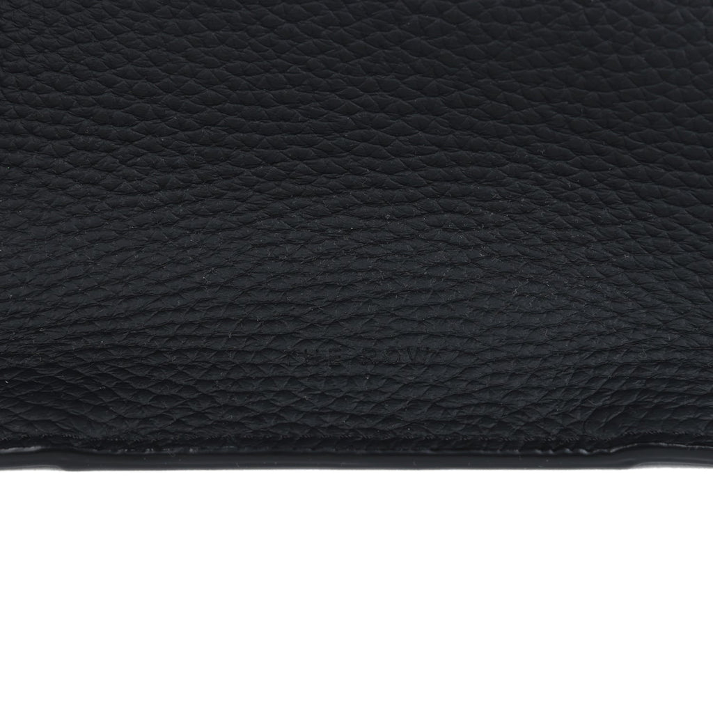 The Row Marlo 17 Tote Bag Black Calfskin Leather Silver Hardware