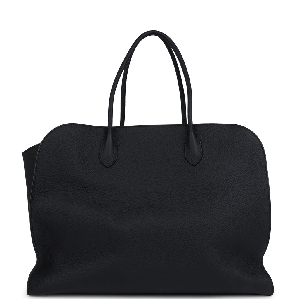 The Row Marlo 17 Tote Bag Black Calfskin Leather Silver Hardware