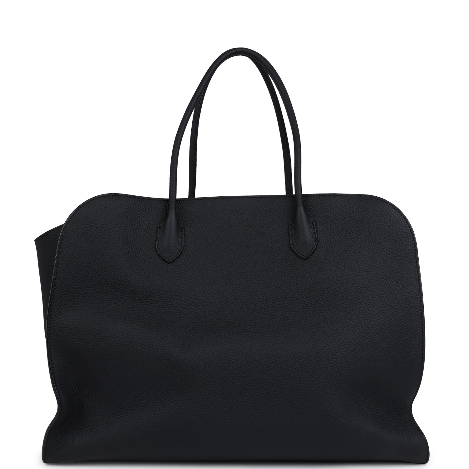 The Row Marlo 17 Tote Bag Black Calfskin Leather Silver Hardware