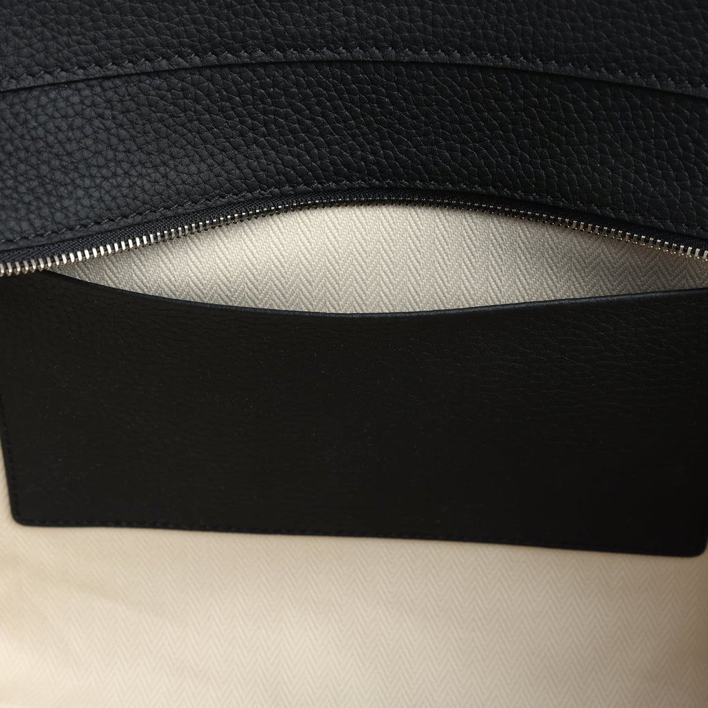 The Row Marlo 12 Tote Bag Black Calfskin Silver Hardware
