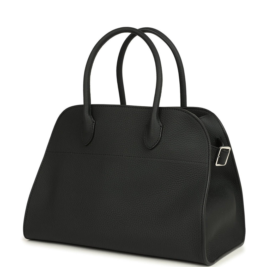The Row Soft Margaux 12 Bag Black Calfskin Silver Hardware