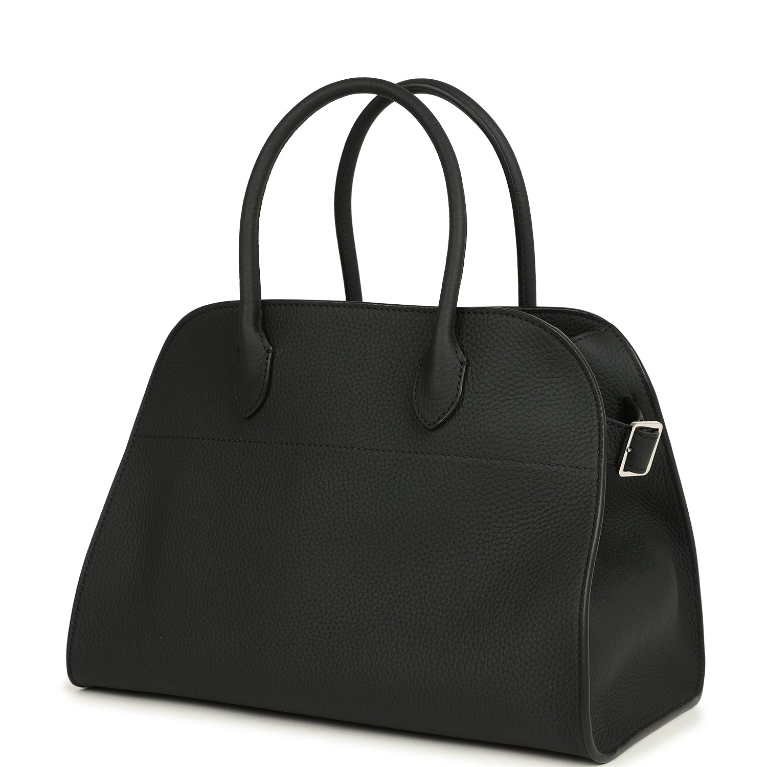 The Row Soft Margaux 12 Bag Black Calfskin Silver Hardware