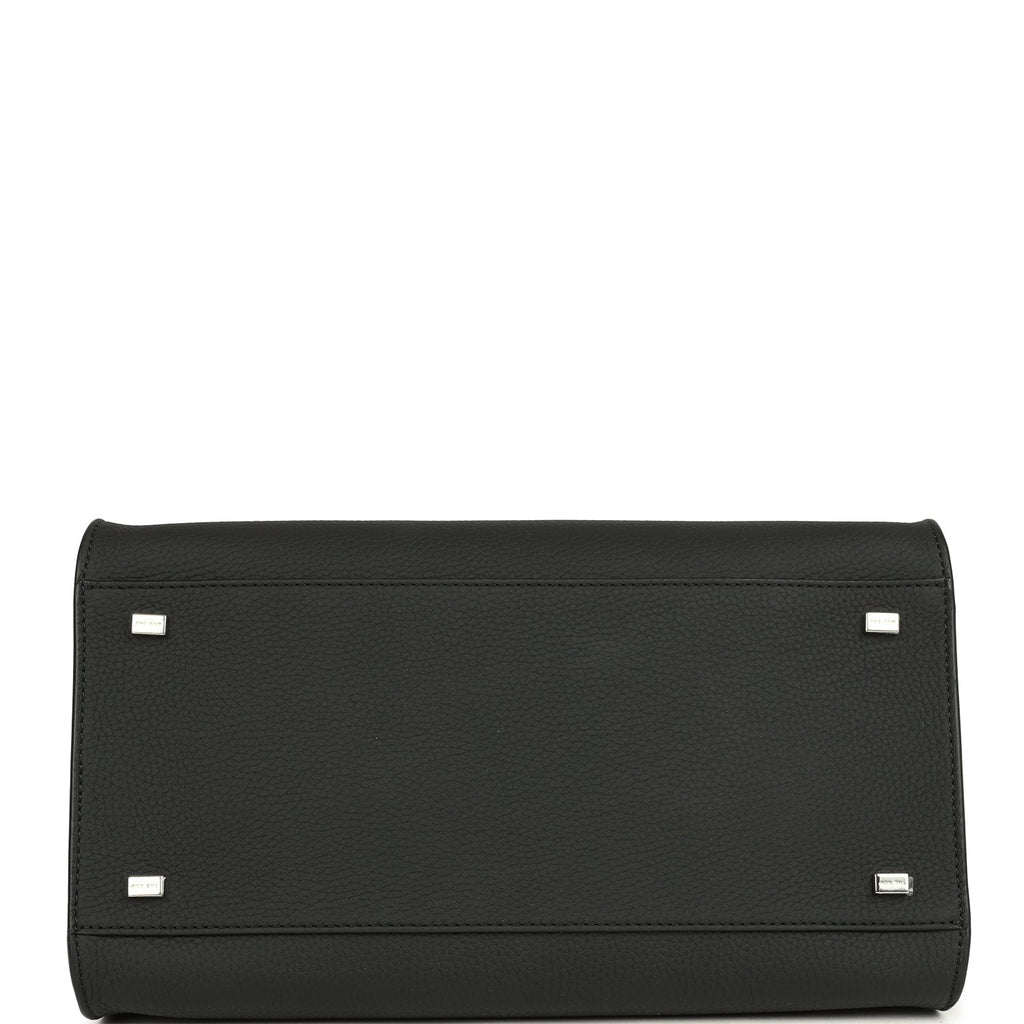 The Row Soft Margaux 12 Bag Black Calfskin Silver Hardware
