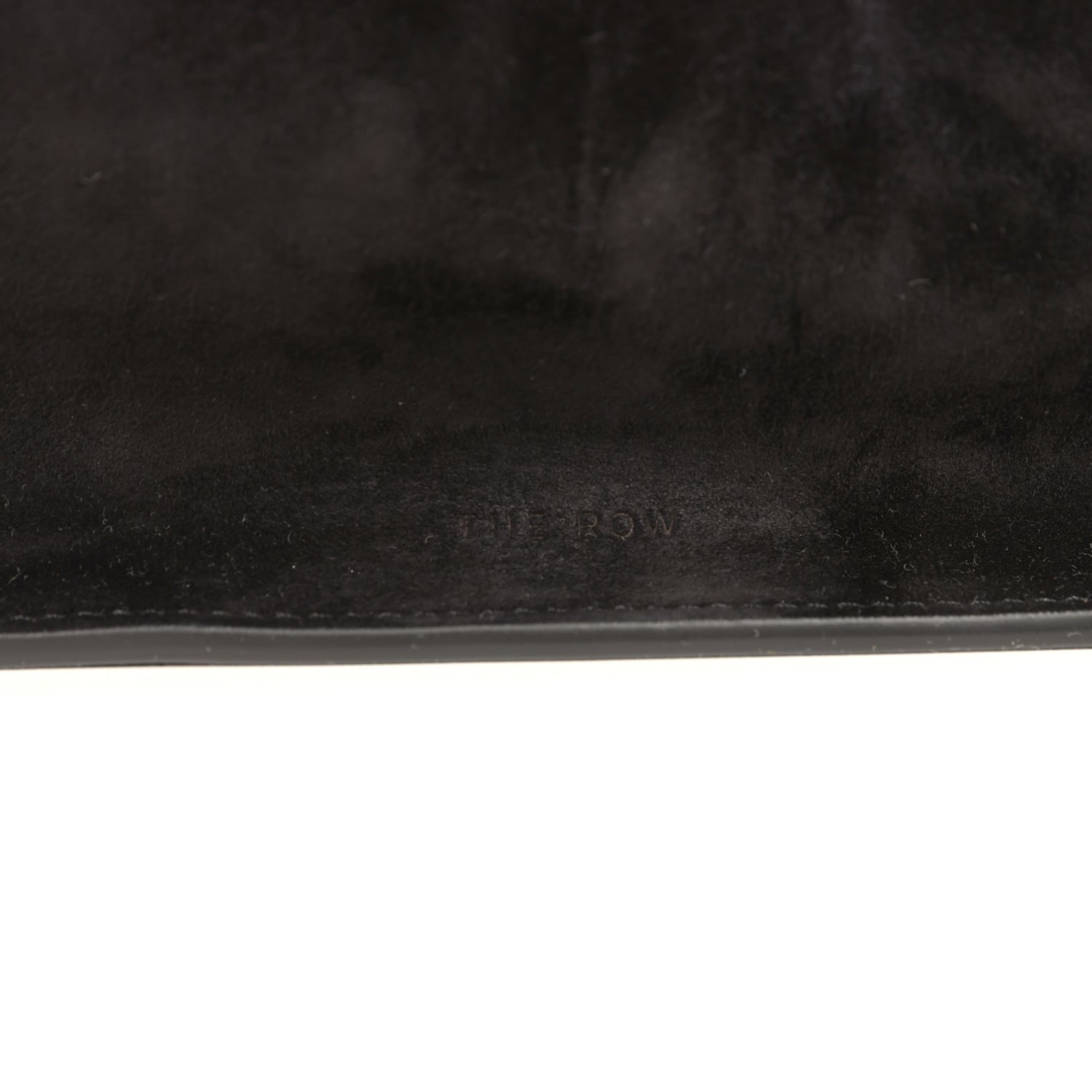 The Row Soft Margaux 15 Bag Black Suede Gold Hardware