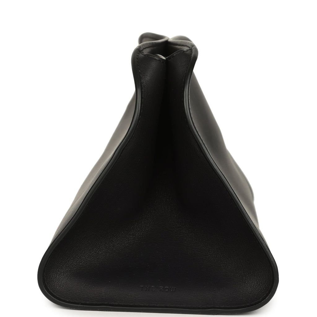 The Row Peggy Clutch Black Saddle Leather Silver Hardware