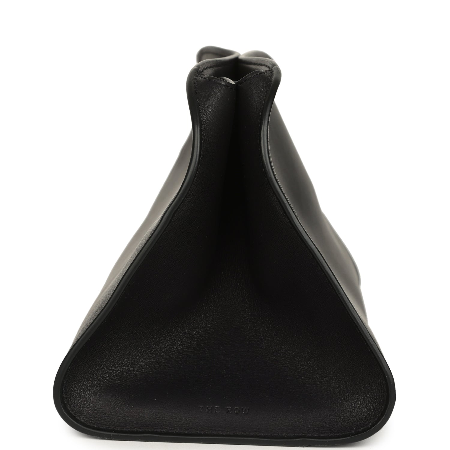 The Row Peggy Clutch Black Saddle Leather Silver Hardware
