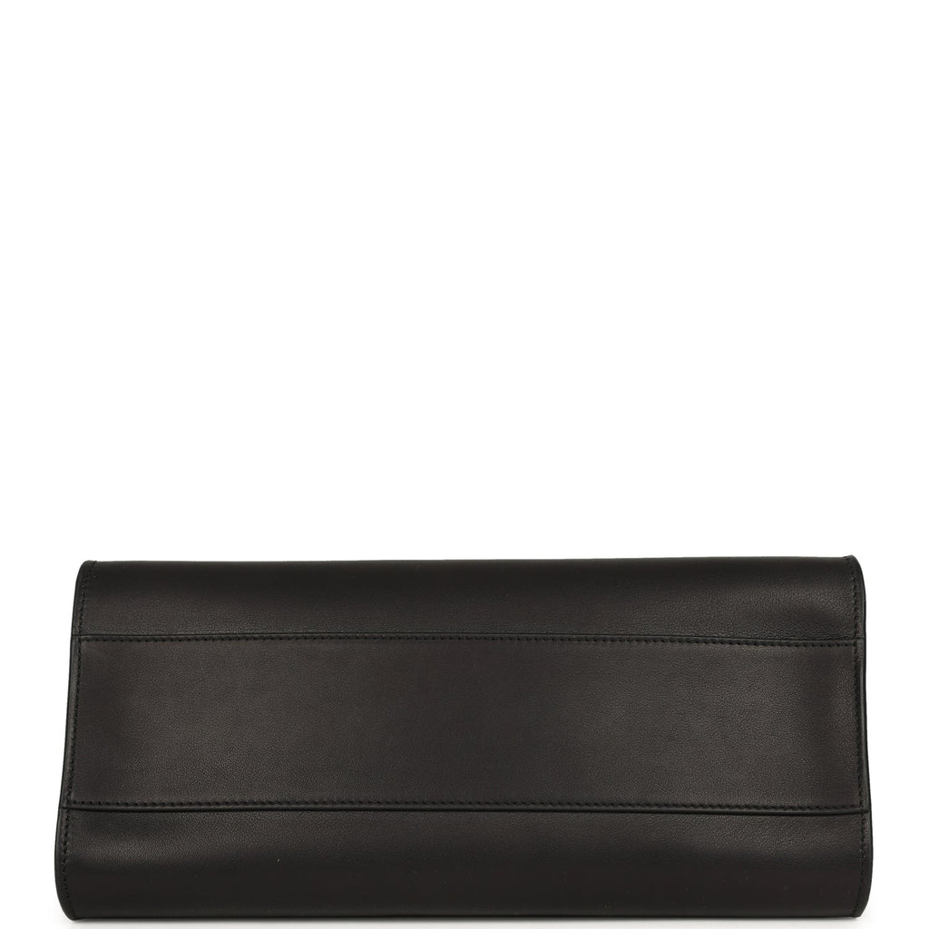The Row Peggy Clutch Black Saddle Leather Silver Hardware