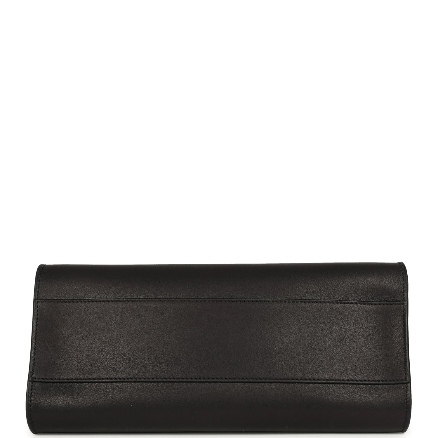 The Row Peggy Clutch Black Saddle Leather Silver Hardware
