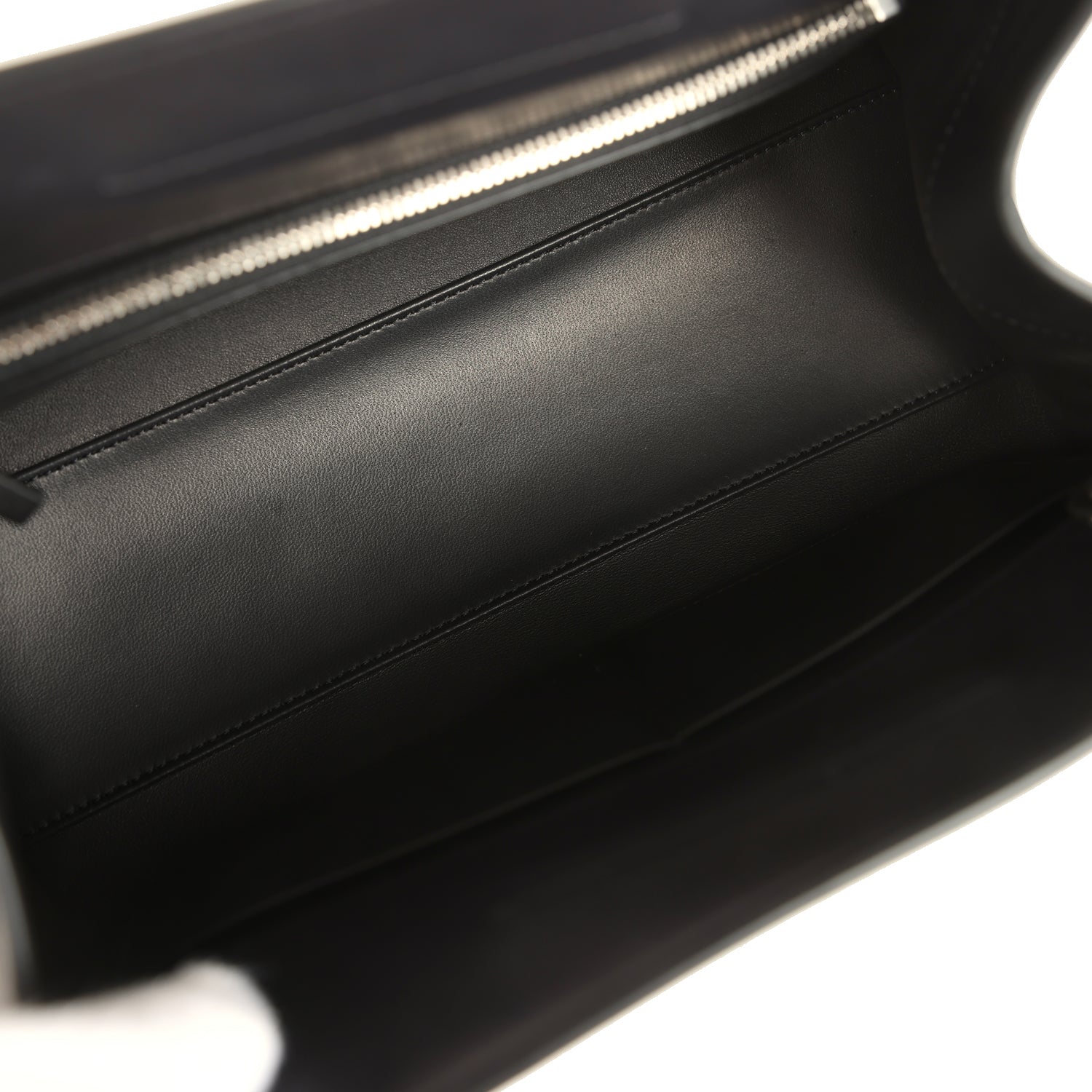 The Row Peggy Clutch Black Saddle Leather Silver Hardware