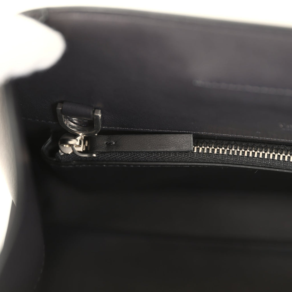 The Row Peggy Clutch Black Saddle Leather Silver Hardware