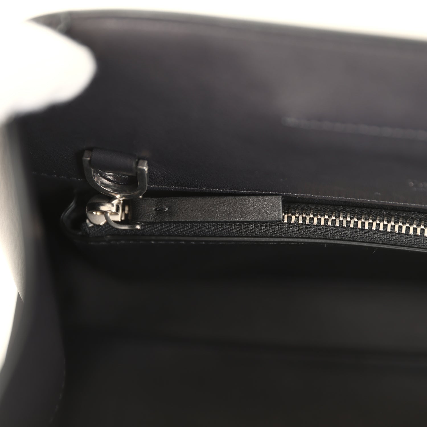 The Row Peggy Clutch Black Saddle Leather Silver Hardware