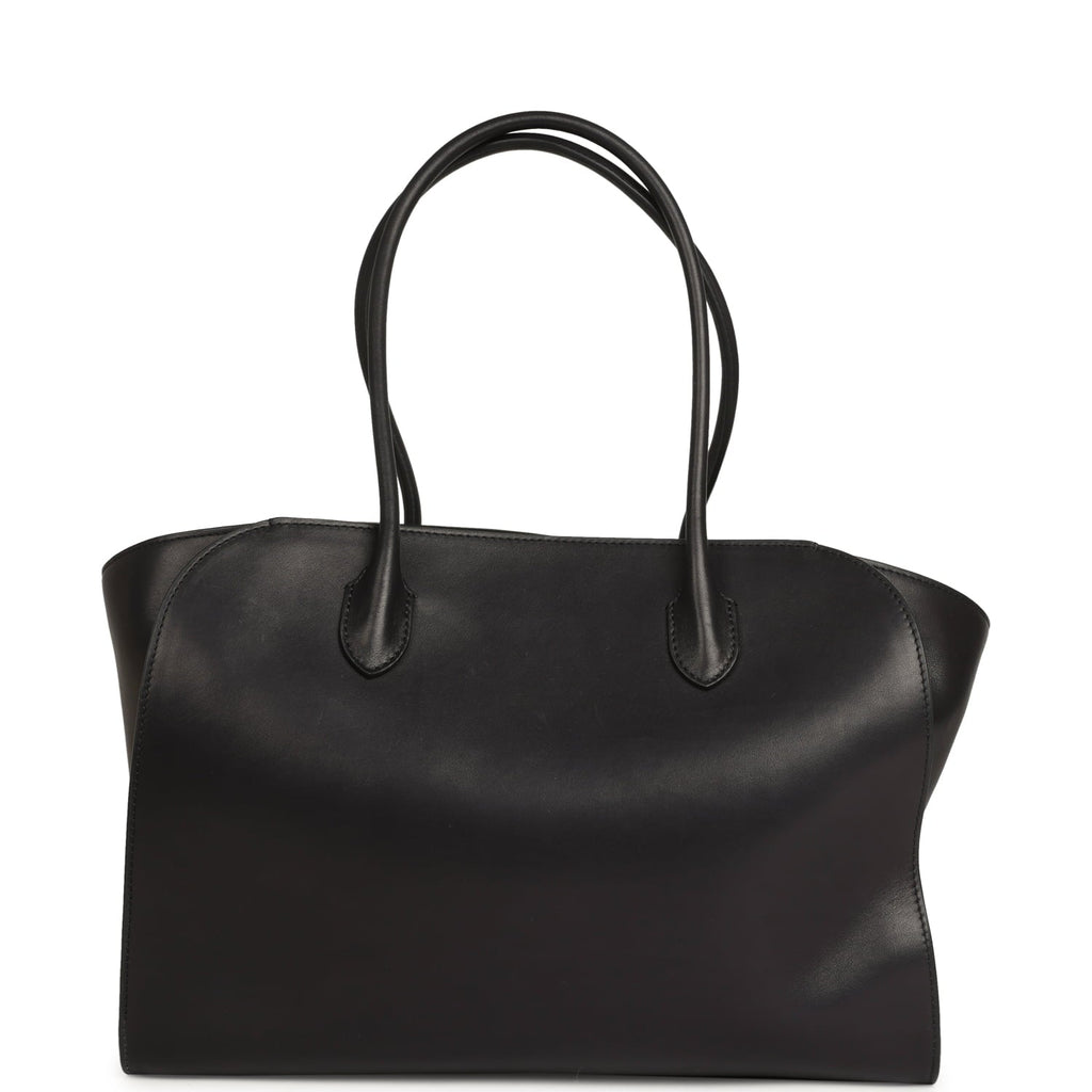 The Row Marlo 14 Tote Bag Black Saddle Silver Hardware