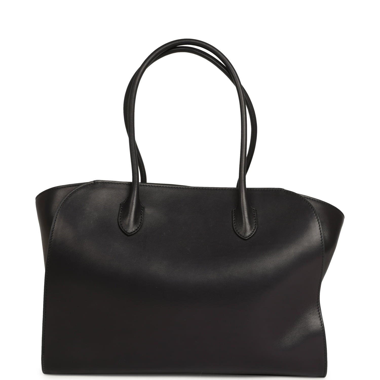 The Row Marlo 14 Tote Bag Black Saddle Silver Hardware