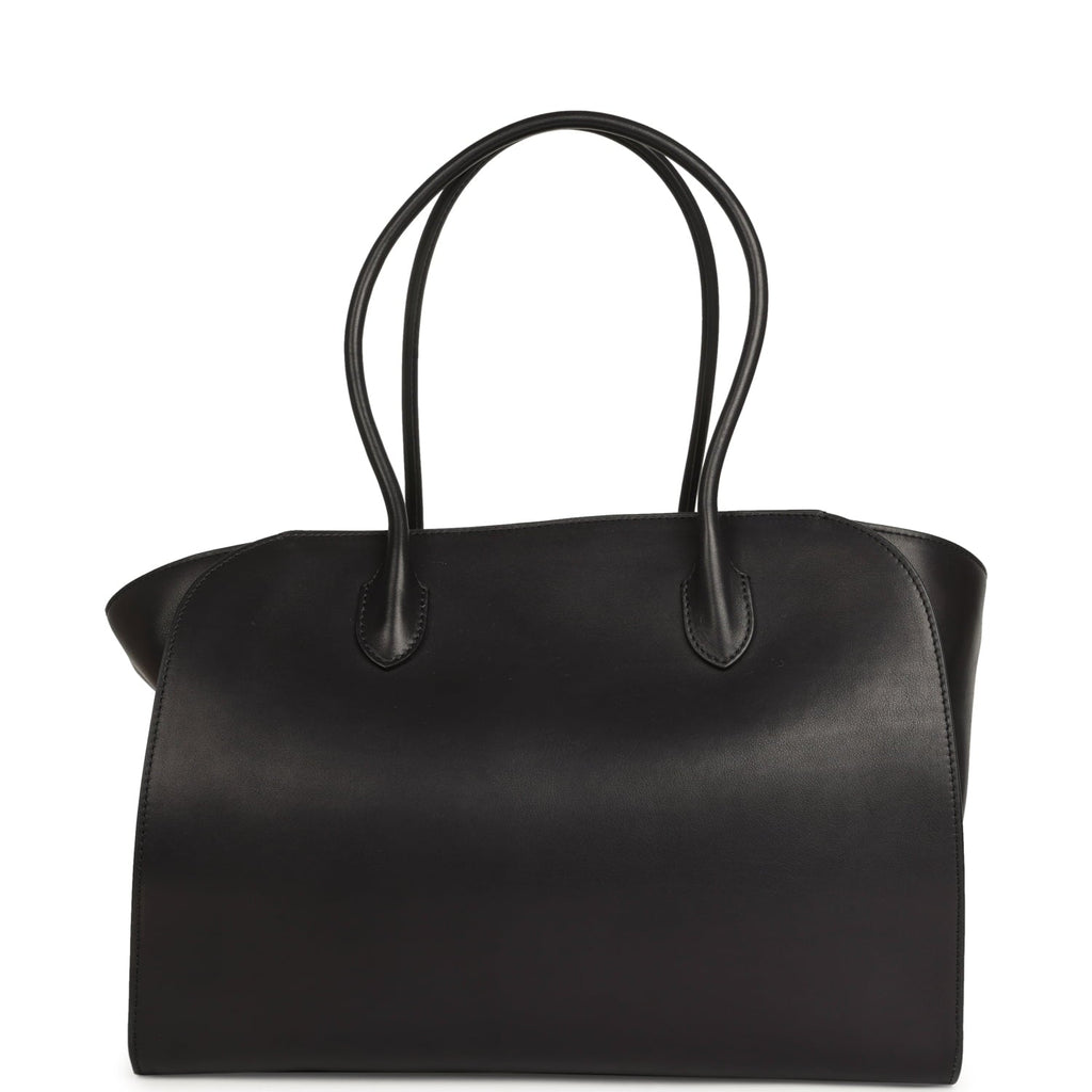 The Row Marlo 14 Tote Bag Black Saddle Silver Hardware