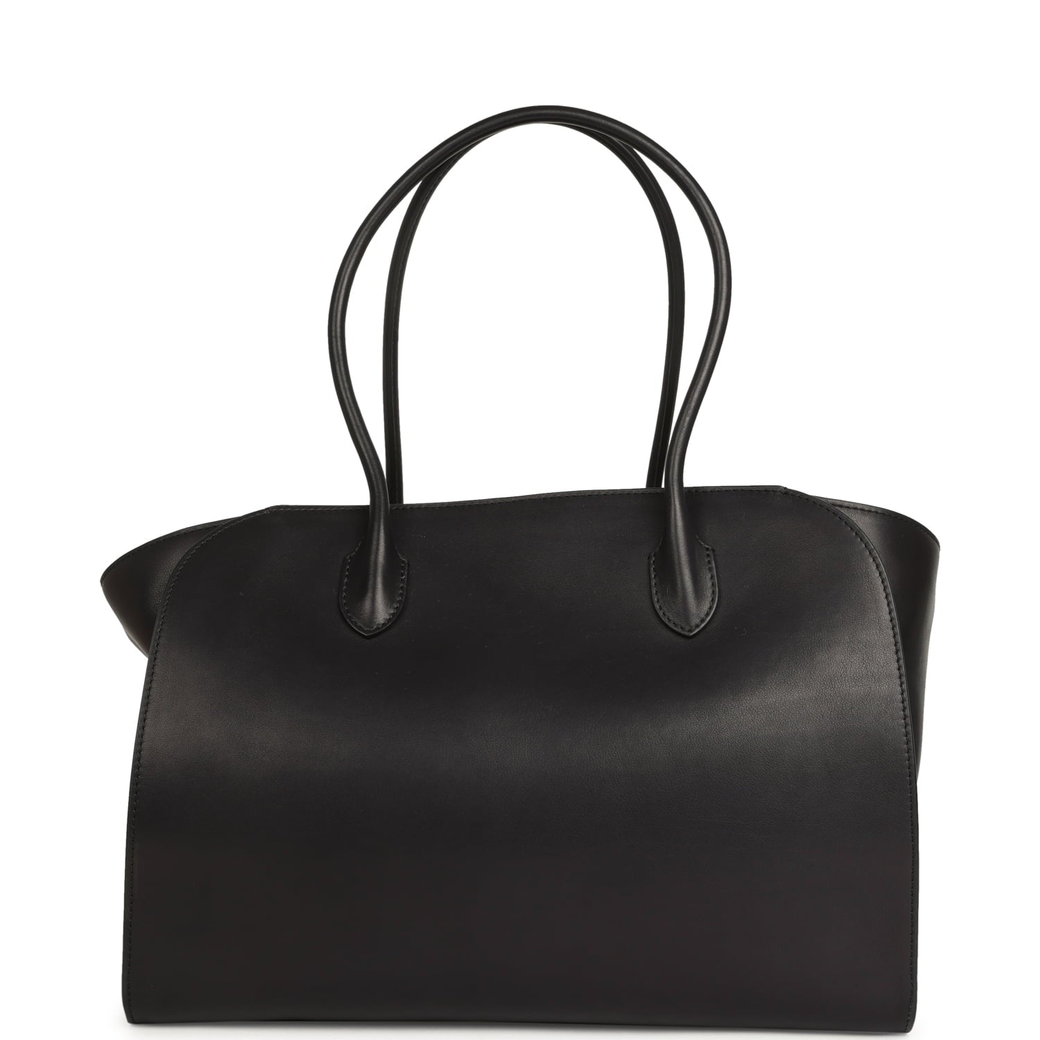 The Row Marlo 14 Tote Bag Black Saddle Silver Hardware