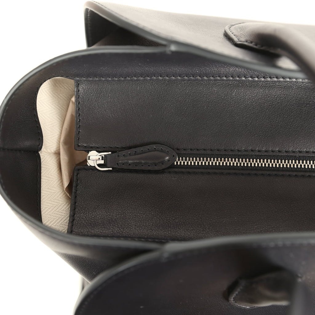 The Row Marlo 14 Tote Bag Black Saddle Silver Hardware