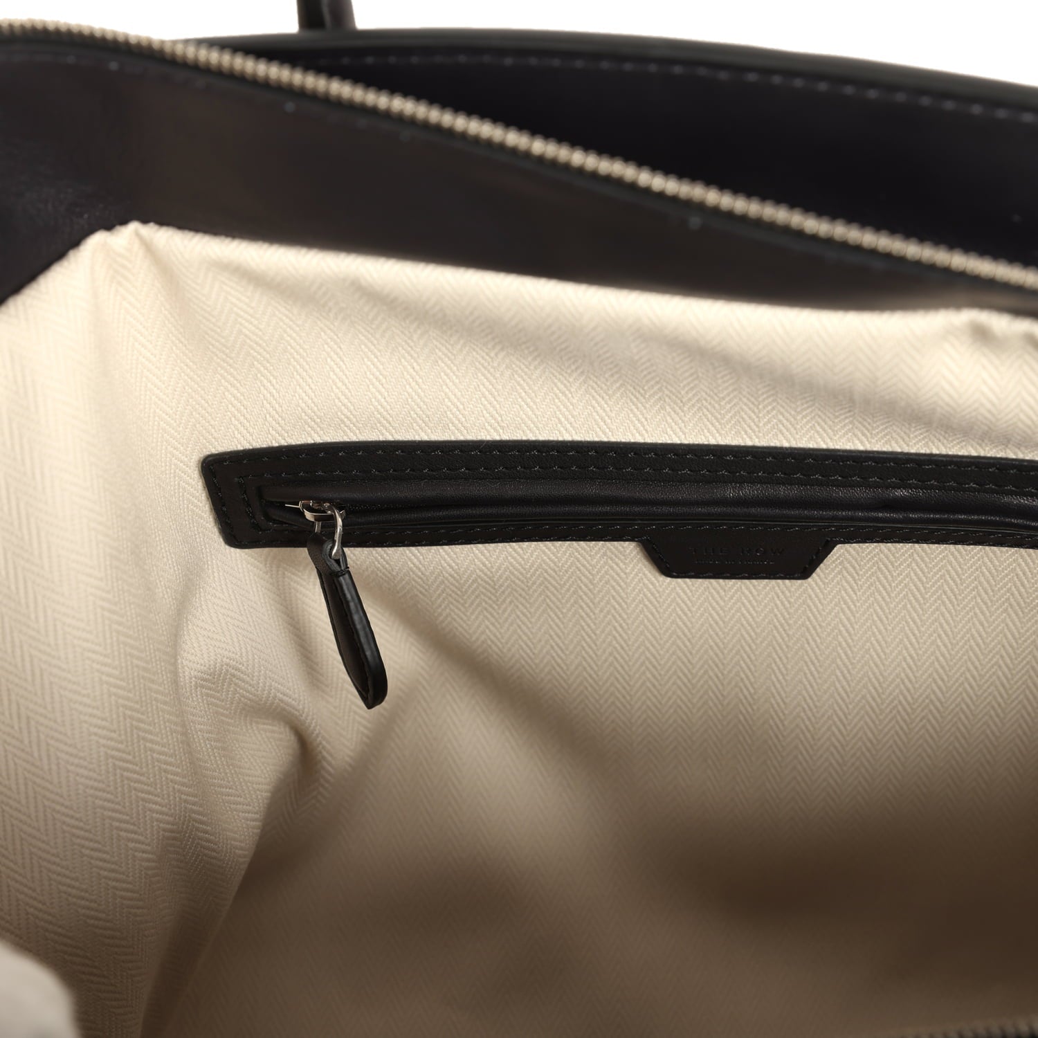 The Row Marlo 14 Tote Bag Black Saddle Silver Hardware