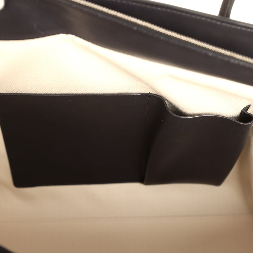 The Row Marlo 14 Tote Bag Black Saddle Silver Hardware