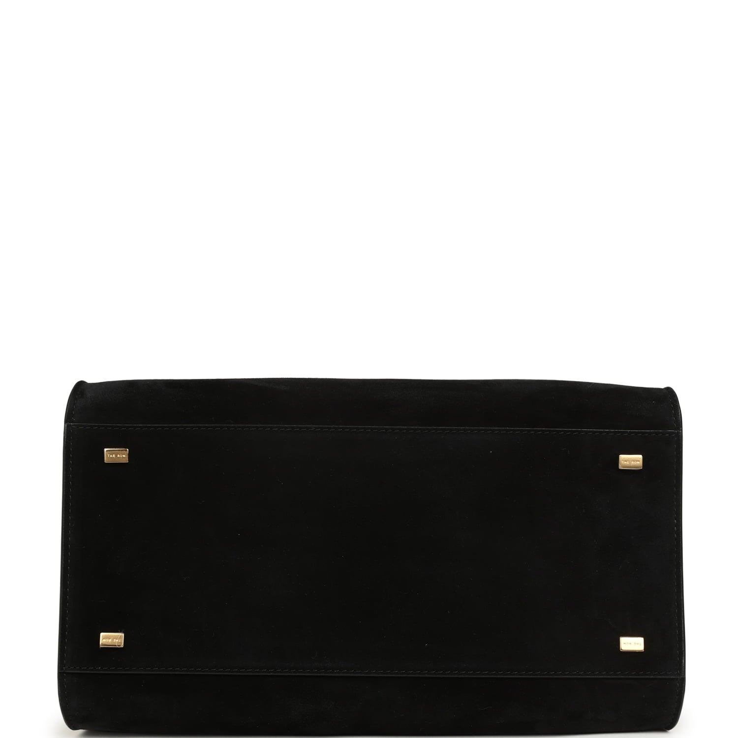 The Row Soft Margaux 12 Bag Black Suede Gold Hardware