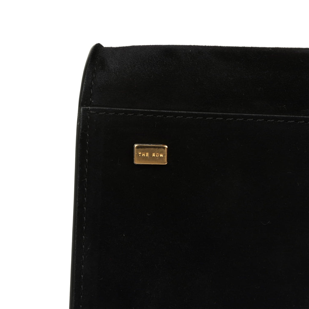 The Row Soft Margaux 12 Bag Black Suede Gold Hardware