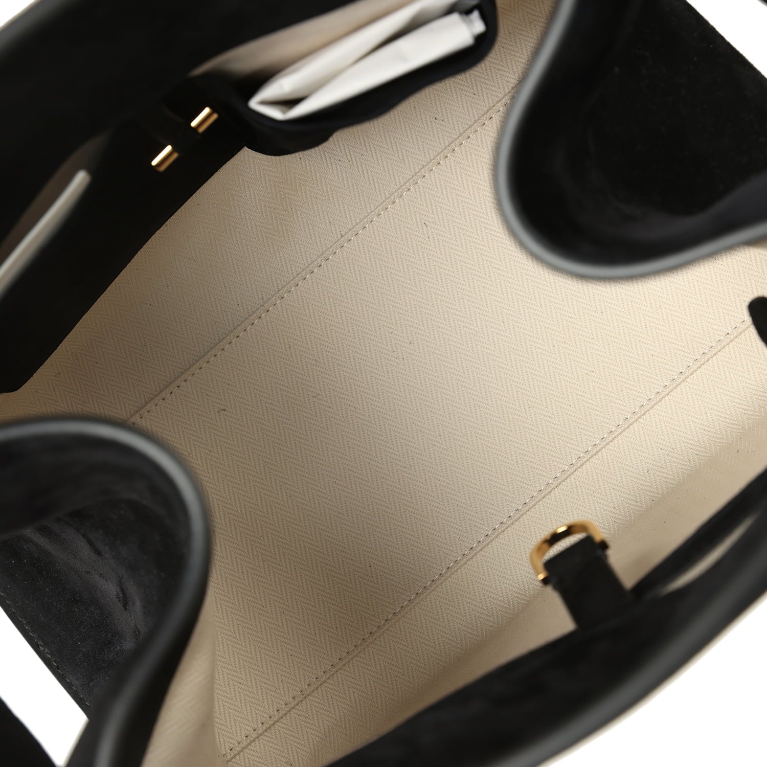 The Row Soft Margaux 12 Bag Black Suede Gold Hardware