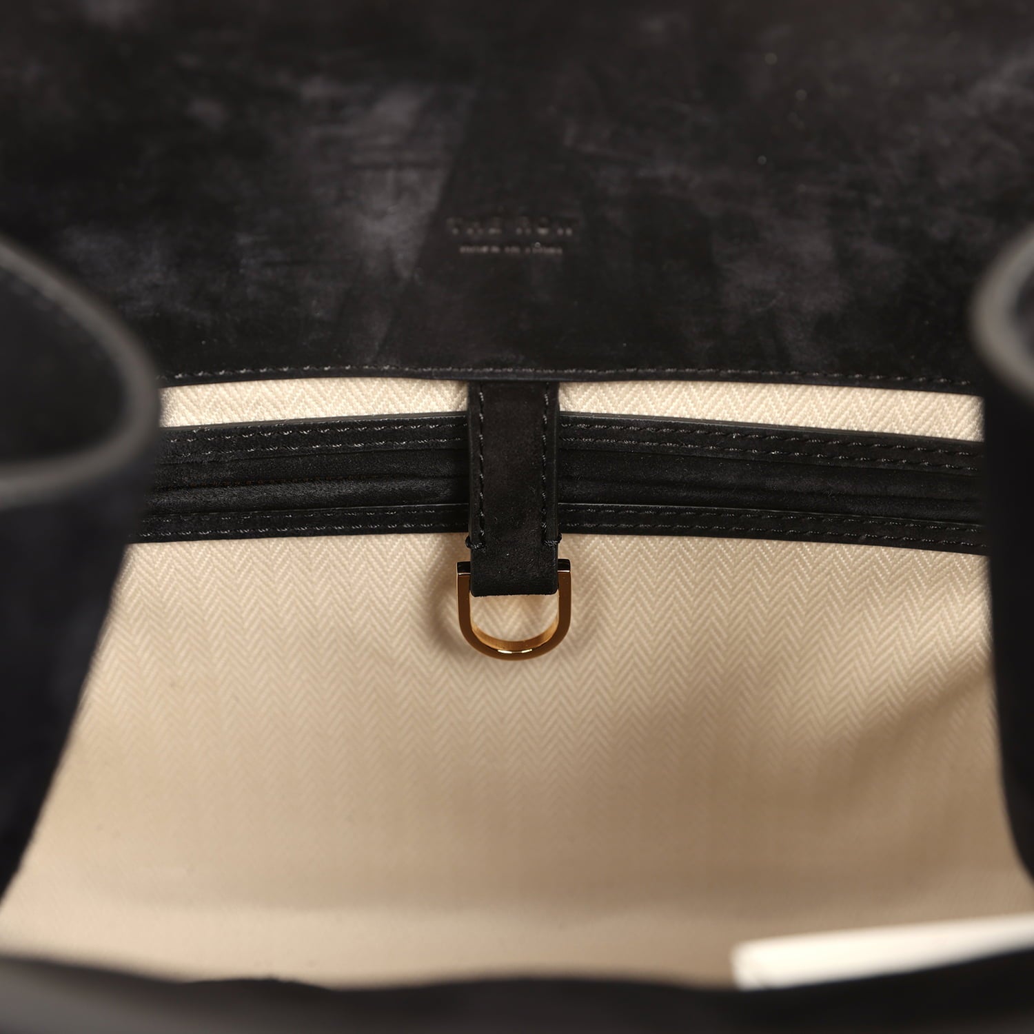 The Row Soft Margaux 12 Bag Black Suede Gold Hardware